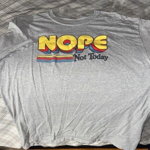 No Brand 'Nope Not Today' Graphic Tee - Gray with Yellow Accent
